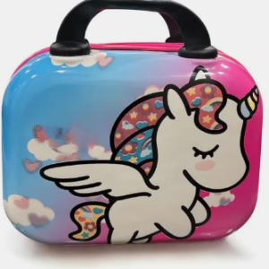 kids unicorn pink color cabin suitcase | hard shell travel suitcase with handle | lightweight carry on luggage for children