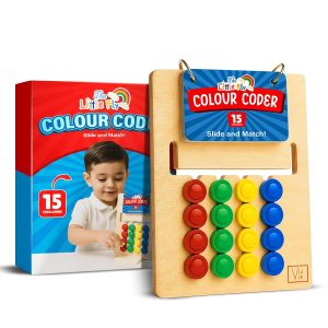 wooden colour coder – montessori inspired colour sorting & matching activity for kids 3+ | 15 challenges
